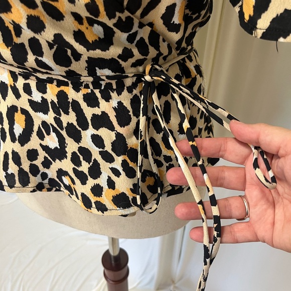 ASTR Leopard Print Wrap Peplum Blouse - Picture 4 of 7
